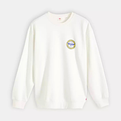 Levi's Men's White Relaxed Fit Graphic Crew Neck Long Sleeve Sweatshirt Size S