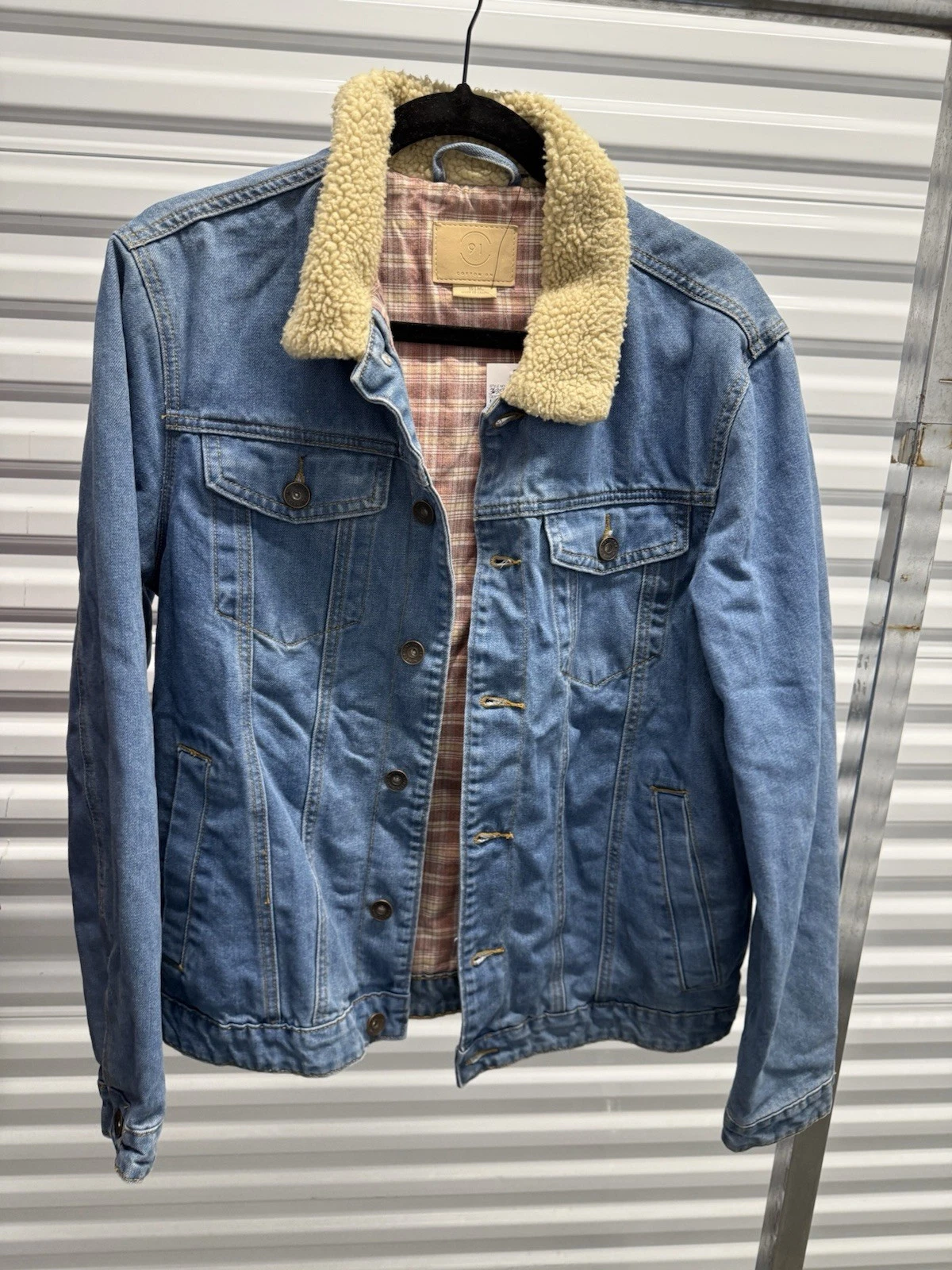 Cotton On 91 Fleece Lined Denim Blue Jean Trucker Jacket Medium
