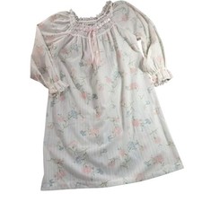 Vintage Miss Elaine Nightgown Womens Small Multicolor Floral Lace Long Sleeve