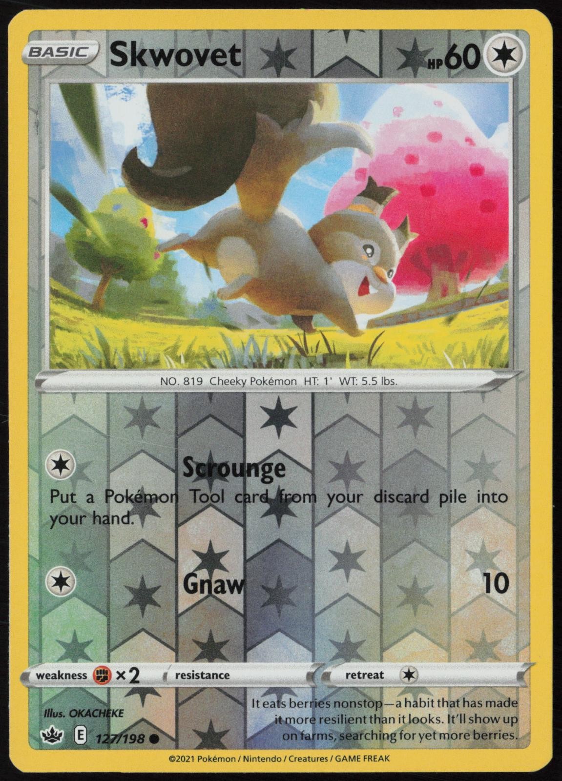 Skwovet 127/198 Chilling Reign Common Reverse Holo Pokemon NM