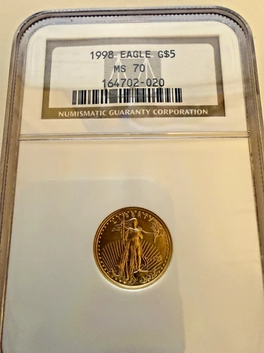 1998 Eagle Gold $5 MS70. 1/10 oz .999 gold