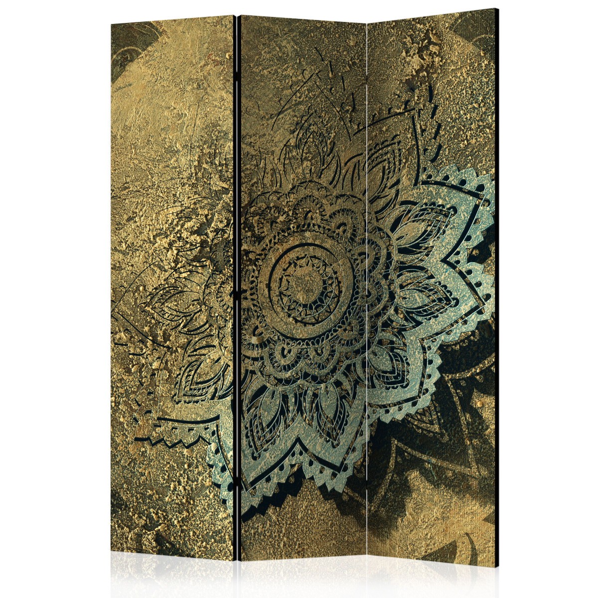 Paravent 3 volets Golden Treasure 135x172 cm en bois et toile