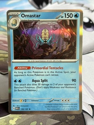 Omastar 139/165 Rare 151 Pokemon ENGLISCH Holo Near Mint