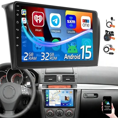 DAB+ Für Mazda 3 BK 2004-2009 2+32G CarPlay Android15 Autoradio GPS Navi KAM MIC - Bild 1 von 4