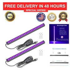 GREENIC USB Black Light Bar 10W UV LED Blacklight Strip for Glow Party 2 Pack