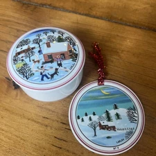 Villeroy & Boch Naif Christmas Small Candy/Trinket Boxes w/Lid & Ornament