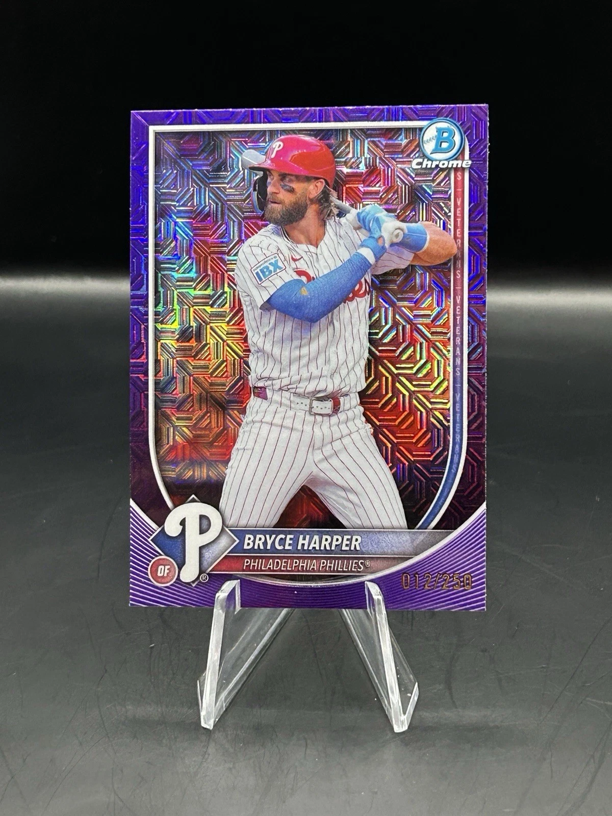 2025 Bowman Chrome Mega Box MOJO #3 Bryce Harper Purple Refractor #12/250 PHILLY
