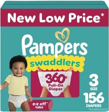 Pampers Diapers Swaddlers 360 Size 3/156 Count, for up to 100% Leakproof Proof