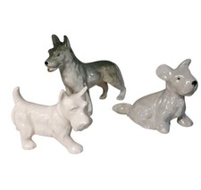 Vtg German Shepherd, Scottie Terrier Dog Figurines Porcelain Set 3 chipped