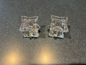Small Glass Candle Holders - Set Of 2 - 1.75” X 1.75”
