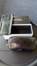 Authentic Chanel Sunglasses Case Set Black Quilted Leather  Box Dust Bag Italy