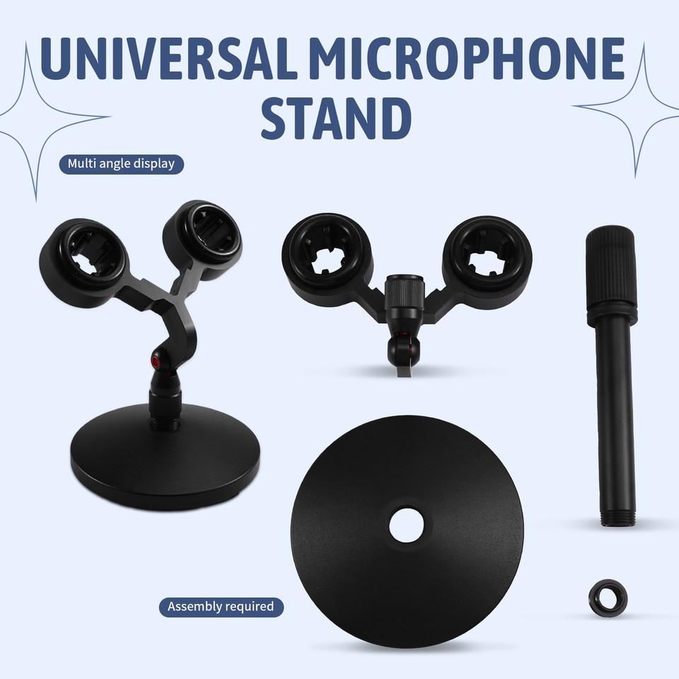 Dual Microphone Stand Universal Microphone Stand Support Microphone ...