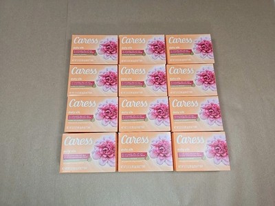 12 PK Caress Daily Silk Soap Bars White Peach & Orange Blossom 3.15 oz Old Form.
