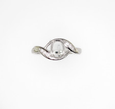 8 x 6 mm Oval CZ Semi Mount Bypass Ring Setting Sterling Silver w/Rhodium Finish