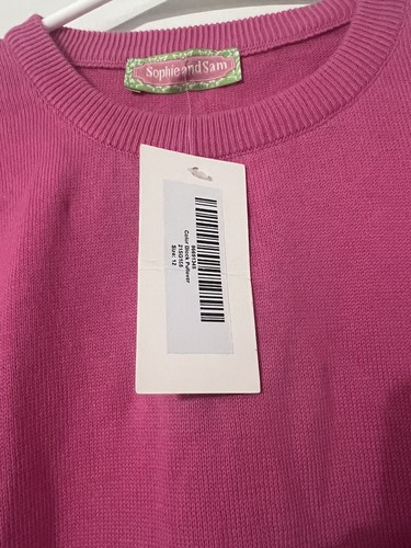 NWT Sophie And Sam Kids 12 Girls Sweater Blue Pink And Blue Pullover Color Block - Picture 3 of 7
