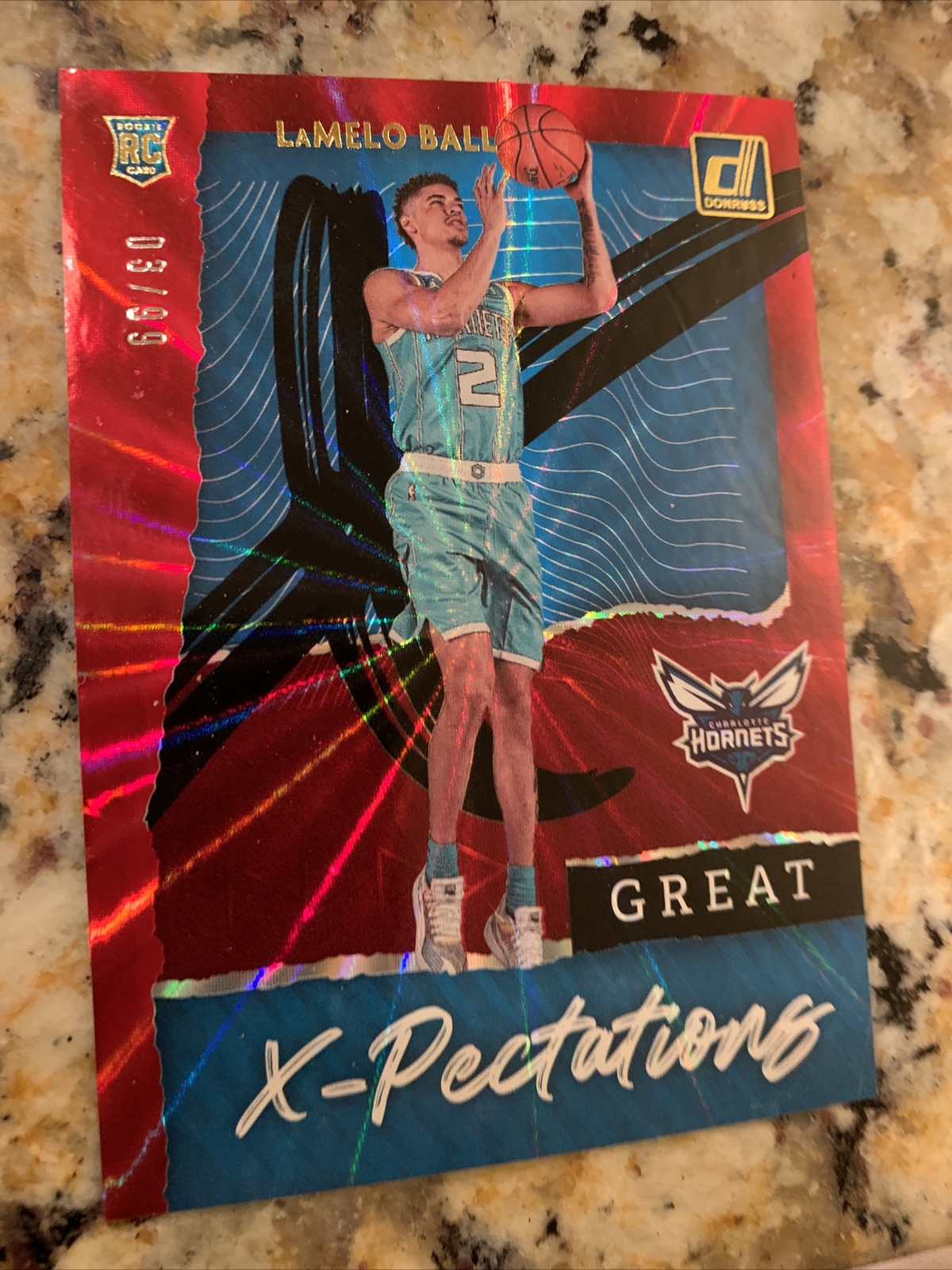 Lamelo Ball 2020-21 Donruss Rookie Great X-Pectations Red Laser Prizm 03/99 ROY!