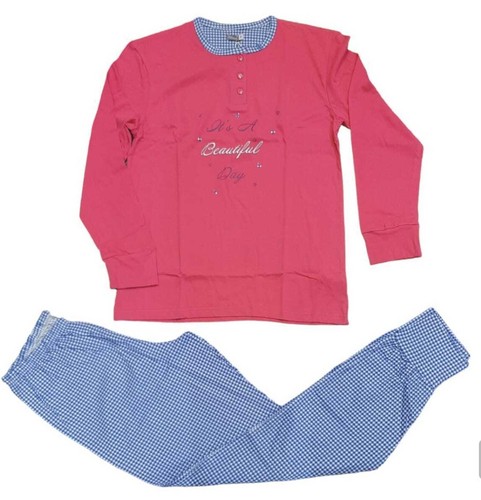 Pigiama donna cotone 100% estivo fresco manica lunga pantalone lungo con polsino - Zdjęcie 10 z 10