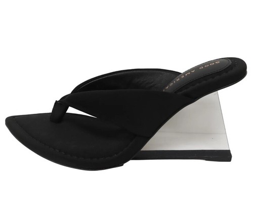 Sandali donna Good American zeppa neri tanga tacco trasparente GA077N taglia 7 - Foto 6 di 11