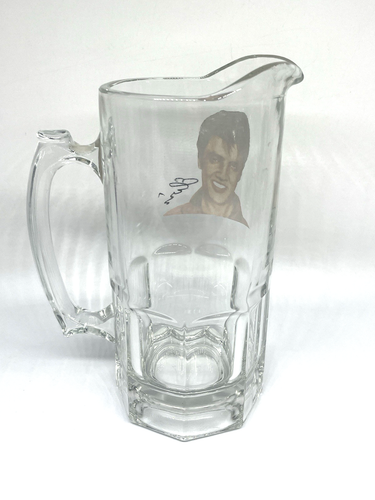 Vintage Elvis Presley Glass Pitcher Libbey Portrait Bar Man Cave - Picture 3 of 6