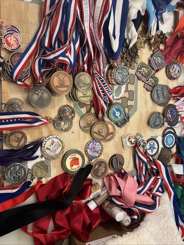 Huge Lot 135 Metal Mid 2000s Gymnastics Medal Awards Bronze Silver Gold Colored