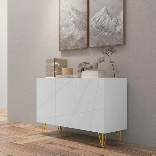 Large 3 Door Sideboard Storage Cabinet Cupboard Adjustable Shelves Living Room - Picture 3 of 9