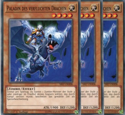 yugioh 3x Paladin des verfluchten Drachen SR07-DE008 COMMON 1AUFLAGE DEUTSCH