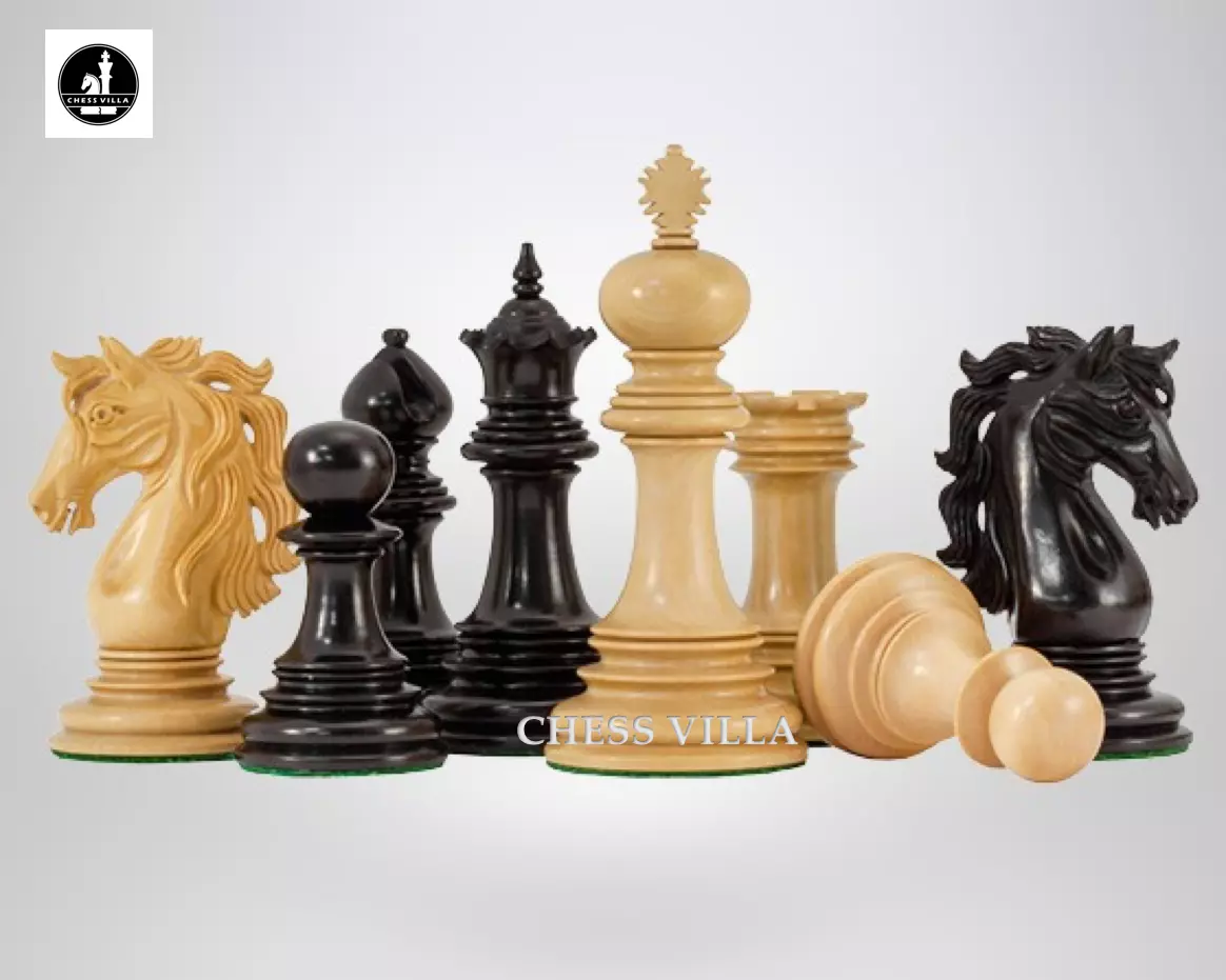 4.5 Luxury Staunton Ebony Wood & Boxwood Chess Pieces 