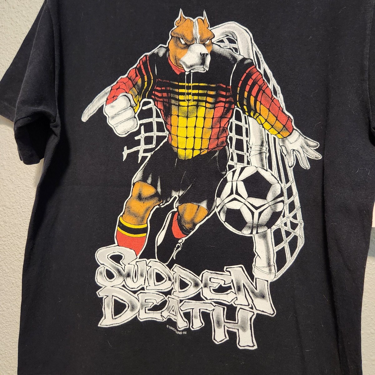 Vintage 90s Dawg Pound Sudden Death Soccer Goalie Dog