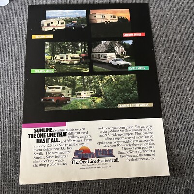 1986 Sunline RV Ad Travel Trailer Fifth Wheel Camper Seville Saturn ...