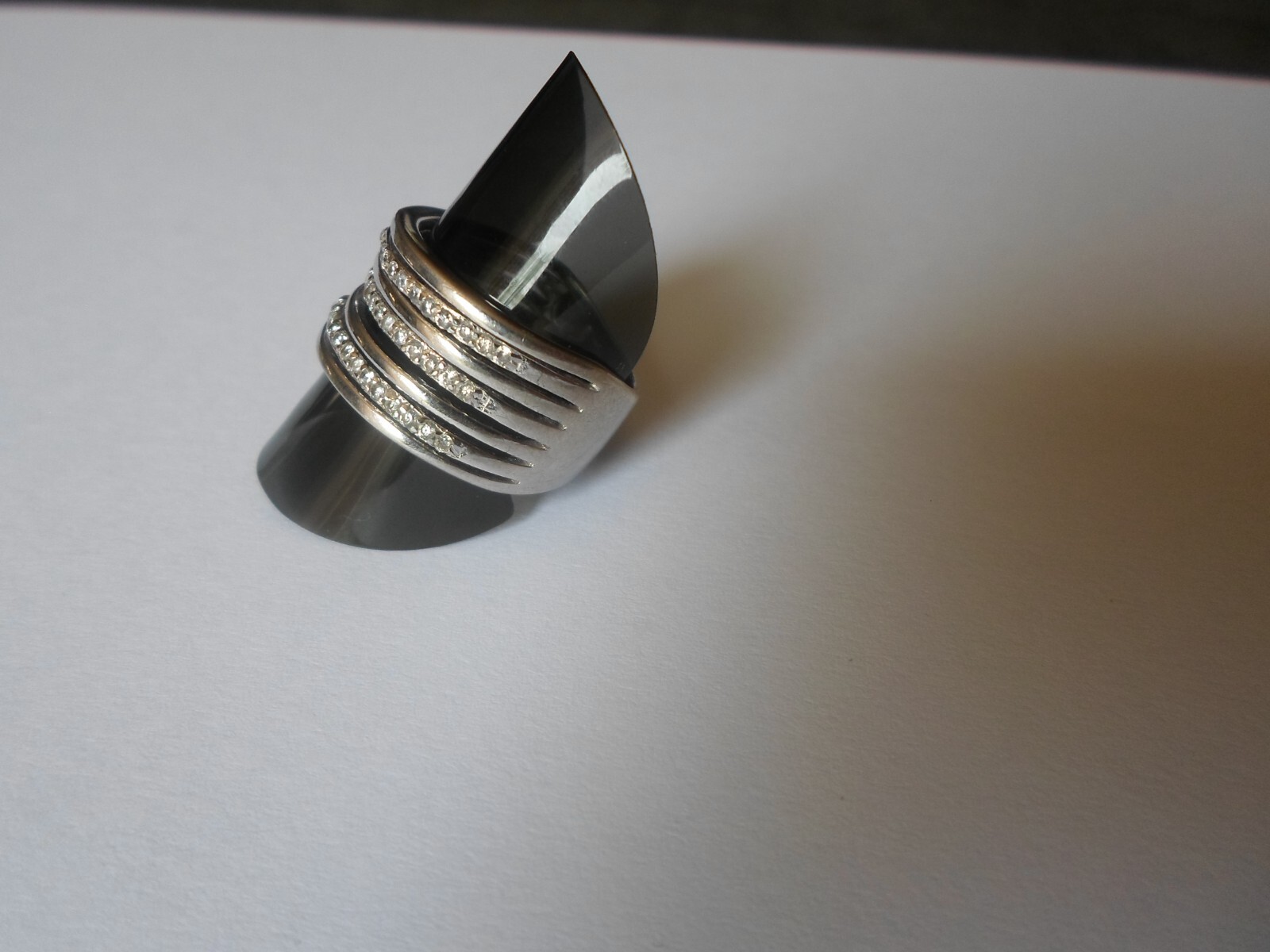 solid silver ring, multi row, zirconiums, size 58 - image 8