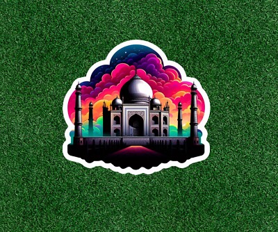 Taj Mahal under a rainbow sky 100% waterproof vinyl sticker decal - many sizes