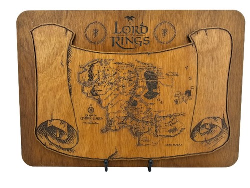 Lord of the Rings Middle Earth Map Laser Engraved Wooden Tolkien Wall ...