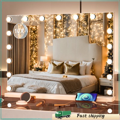YAMISSI Modern Hollywood Vanity Mirror Weiß mit 17 einstellbaren LED-Lampen