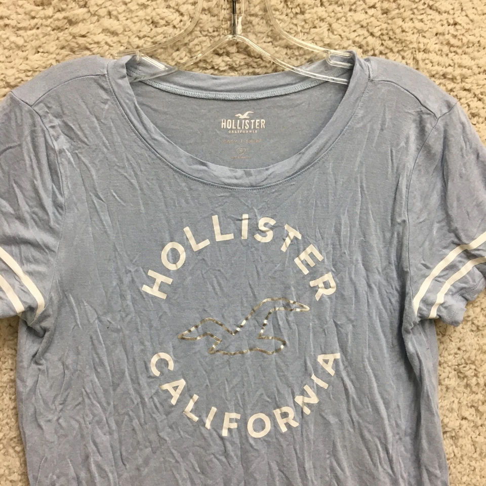 Camiseta Hollister Top Pequeña Adulto Azul Fácil Manga Corta Logo Informal Para Mujer S Foto 2 de 4