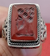 Roman old king agate intaglio stone silver wonderful Ring