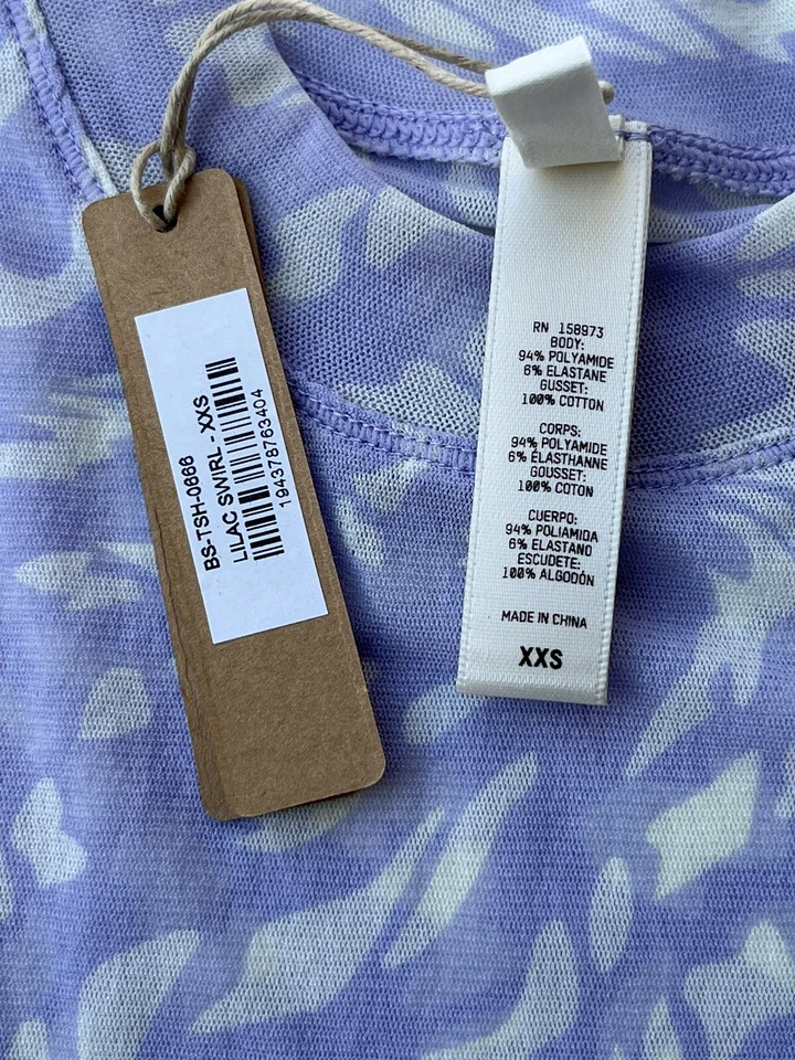 SKIMS Kim Kardashian Plus SUMMER Mesh Lilac Swirl T-Shirt Bodysuit Size XXS - Image 4 of 4