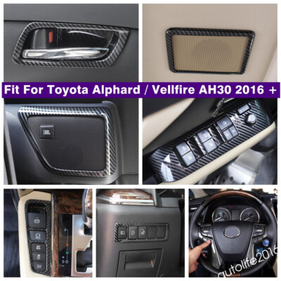 Door Speaker Cover Trim For Toyota Alphard Vellfire AH30 2016-2021 Carbon Fiber