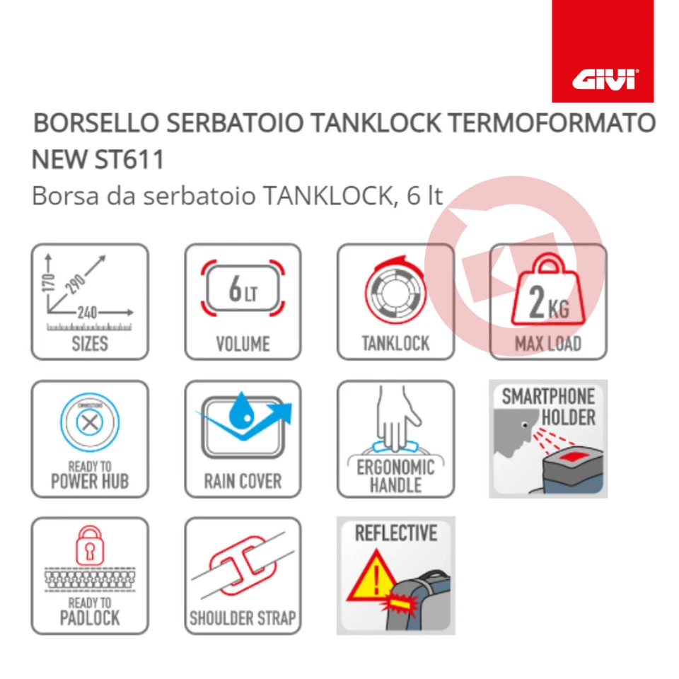 GIVI ST611 BORSA DA SERBATOIO 6L + BF02 BENELLI TORNADO NAKED TRE R160 2010 Foto 2 de 4