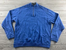 TOMMY BAHAMA Reversible 1/4 Zip Sweater Men's Blue & Gray Mock Neck L/S