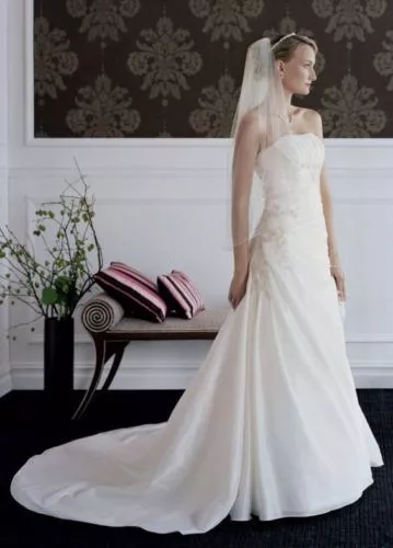 David's bridal wedding clearance dress with long train