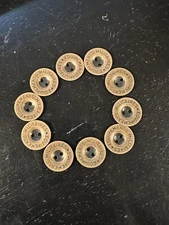 Lot Of 10 Vintage Militaires Equipment Buttons Thin Brass