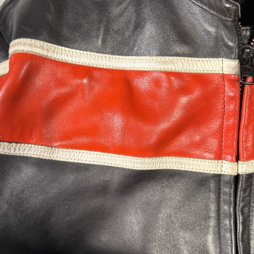 Vanson Leather Jacket Mens 52 Black Orange Full Zip Motorcycle Stallion HEAVY - Picture 3 of 12