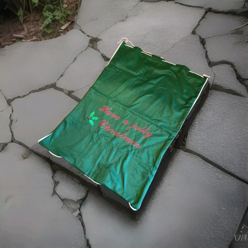 Santa Sack XL Gift Bag Christmas Drawstring Presents Felt Green 28x39 - Picture 2 of 2