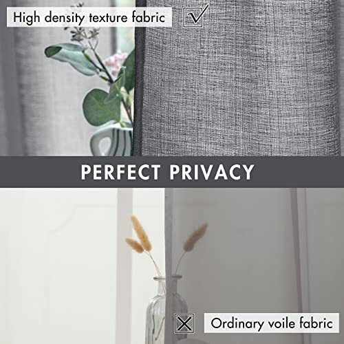 Faux Linen Look Semi Sheer Curtains 96 Inches Long 2 Panels for Bedroom - Picture 4 of 7