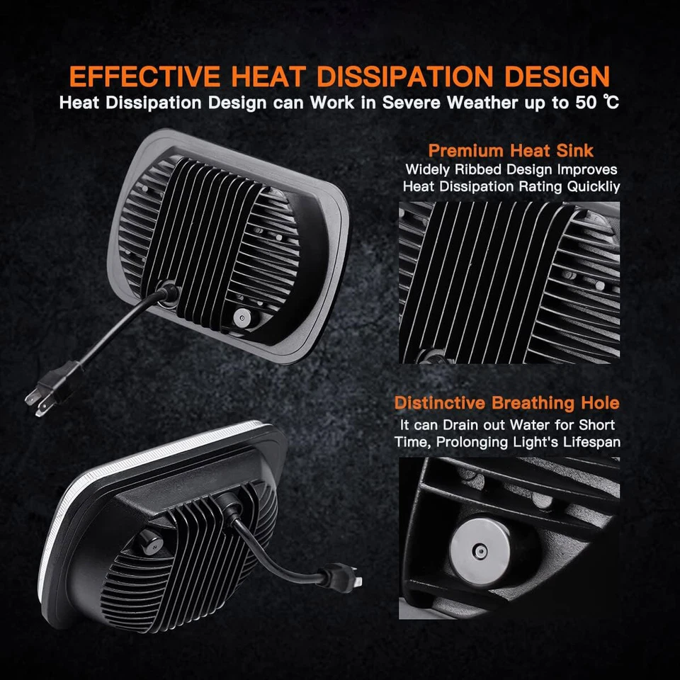 Новейшие светодиодные фары для GMC C4500 C5500 C6500 C7500 C8500 Topkick 7x6 дюймов HI/LO - Изображение 4 из 4