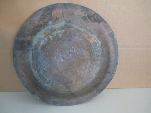 Large Antique Middle Eastern Copper Serving Tray Platter 17.5" 981E - Picture 3 of 12