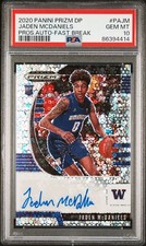 PSA 10 2020-21 Prizm Draft Picks Autograph Fast Break Jaden McDaniels RC Pop1