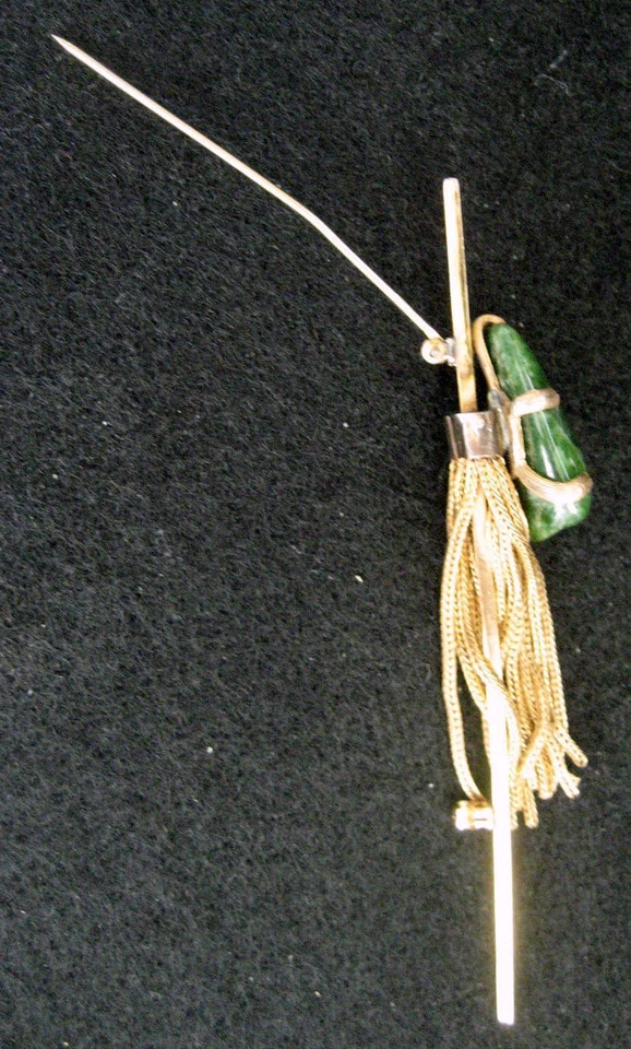 JUEGO DE BROCHES ONYX TONO DORADO VINTAGE SIN FIRMAR 3 1/2" largo Foto 4 de 4