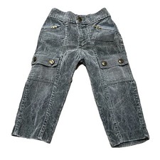 True Vintage 70s Toddler Corduroy Cargo Zappers Pants Grey Talon 2T USA