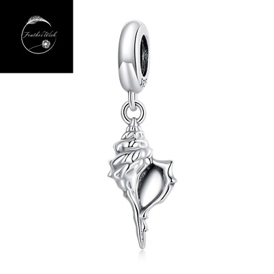 Sea Shell Conch Charm Genuine Sterling Silver 925 For Bracelets Travel Ocean Mum